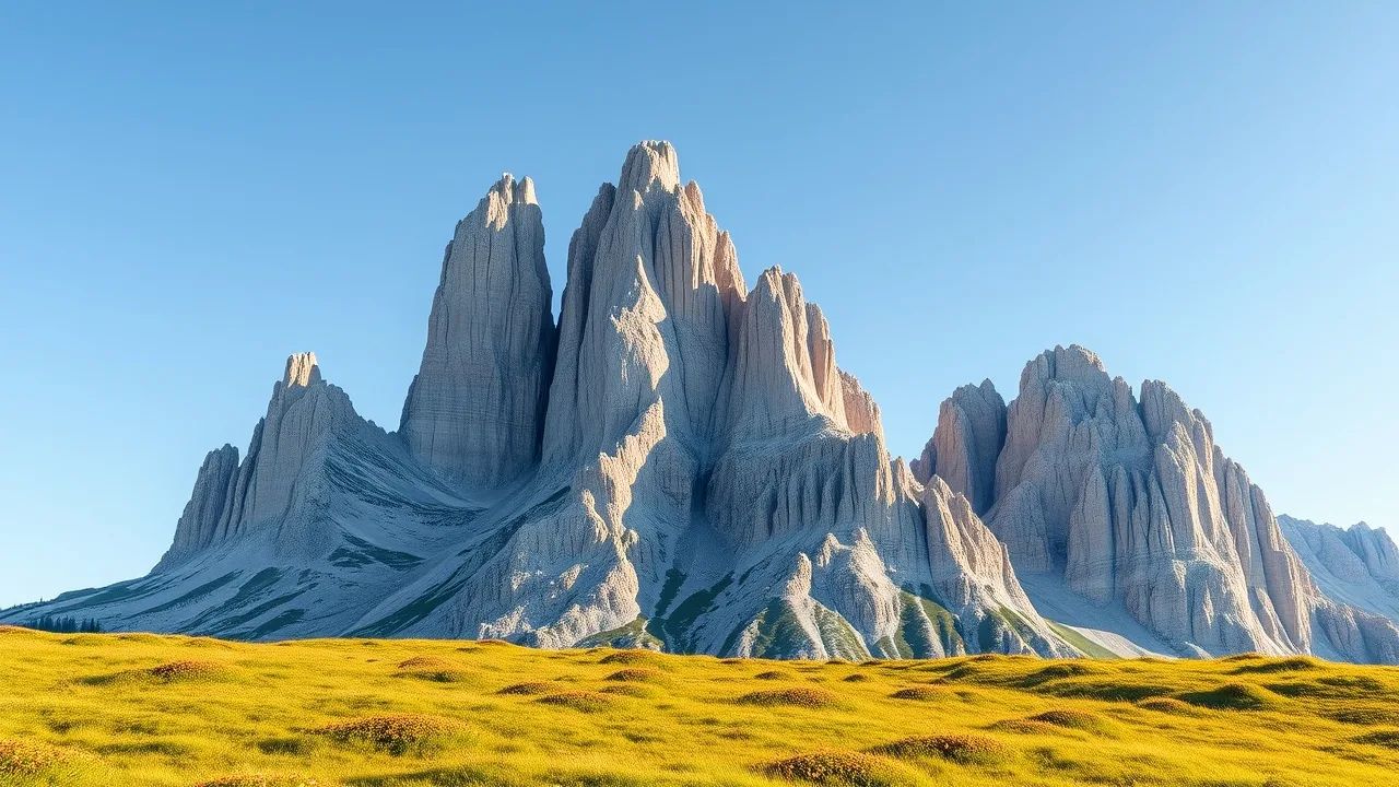 Skalní věže Tre Cime di Lavaredo v Dolomitech