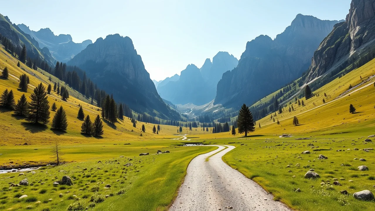 Val Fiscalina (Fischleintal) u Sextenu se stěnami Sextenských Dolomit v pozadí